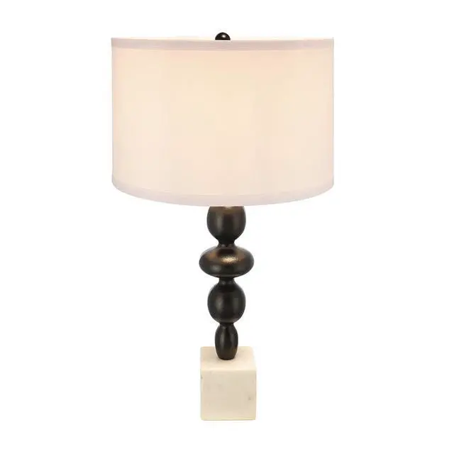 Alt view image 3 of 7 - D15x29.5" Black and White Table Lamp with Round Four Tiered Body (Lamp Shade Assembly Required)