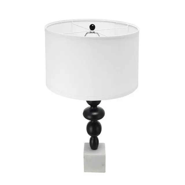 Alt view image 4 of 7 - D15x29.5" Black and White Table Lamp with Round Four Tiered Body (Lamp Shade Assembly Required)