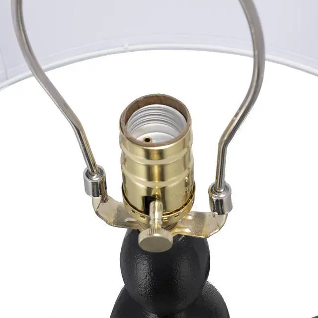 Alt view image 6 of 7 - D15x29.5" Black and White Table Lamp with Round Four Tiered Body (Lamp Shade Assembly Required)