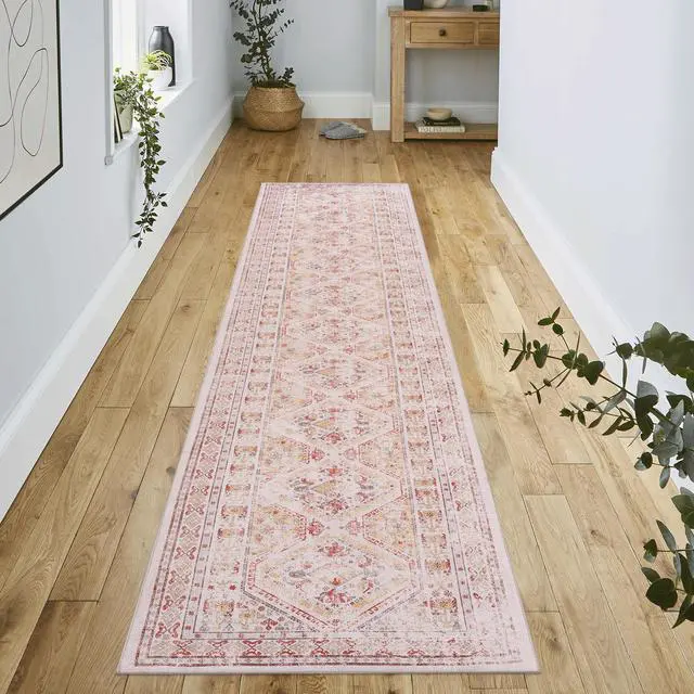 Main image of 2'6''x10' Beige Runner, Washable Rug, Low-Pile, Non-Slip, Non-Shedding, Foldable, Kid & Pet Friendly - Area Rugs for living room, bedroom, kitchen, dining room rug - (Beige, 2'6''x10')