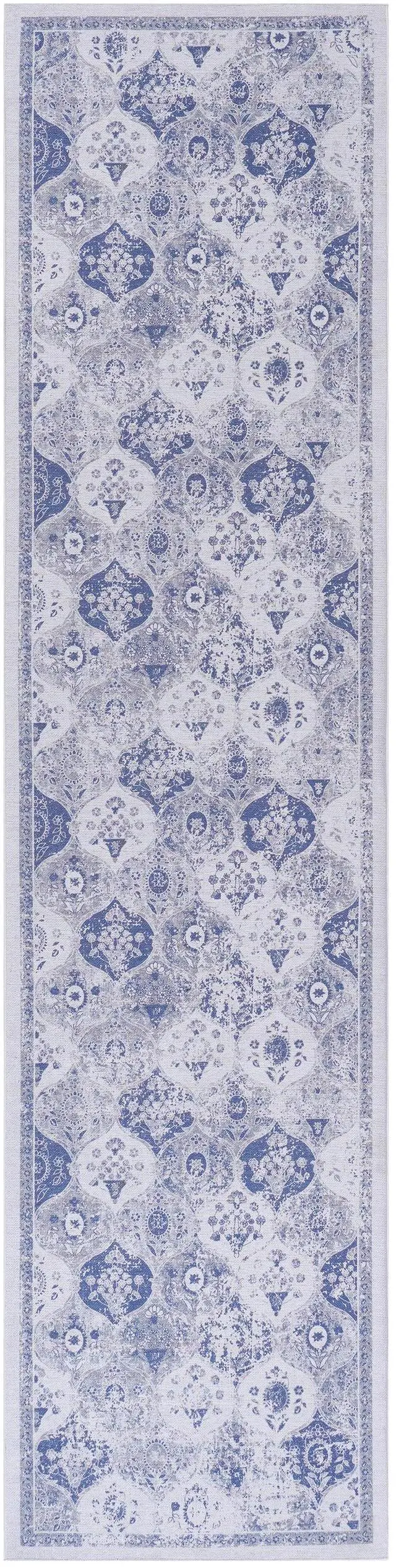 Alt view image 2 of 7 - 2'6''x10' Blue Runner, Washable Rug, Low-Pile, Non-Slip, Non-Shedding, Foldable, Kid & Pet Friendly - Area Rugs for living room, bedroom, kitchen, dining room rug (Blue, 2'6''x10')