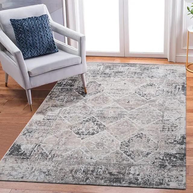 Main image of Collection 8X10 Cream/Anthracite /Traditional Non-Shedding Living Room Bedroom Dining Home Office Stylish and Stain Resistant Area Rug