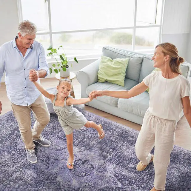 Alt view image 4 of 7 - Area Rug 6x9, Washable Rug, Low-Pile, Non-Slip, Non-Shedding, Foldable, Kid & Pet Friendly - Area Rugs for living room, bedroom, kitchen (Anthracite, 6' x 9')