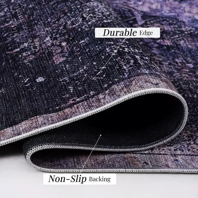 Alt view image 7 of 7 - Area Rug 6x9, Washable Rug, Low-Pile, Non-Slip, Non-Shedding, Foldable, Kid & Pet Friendly - Area Rugs for living room, bedroom, kitchen (Anthracite, 6' x 9')
