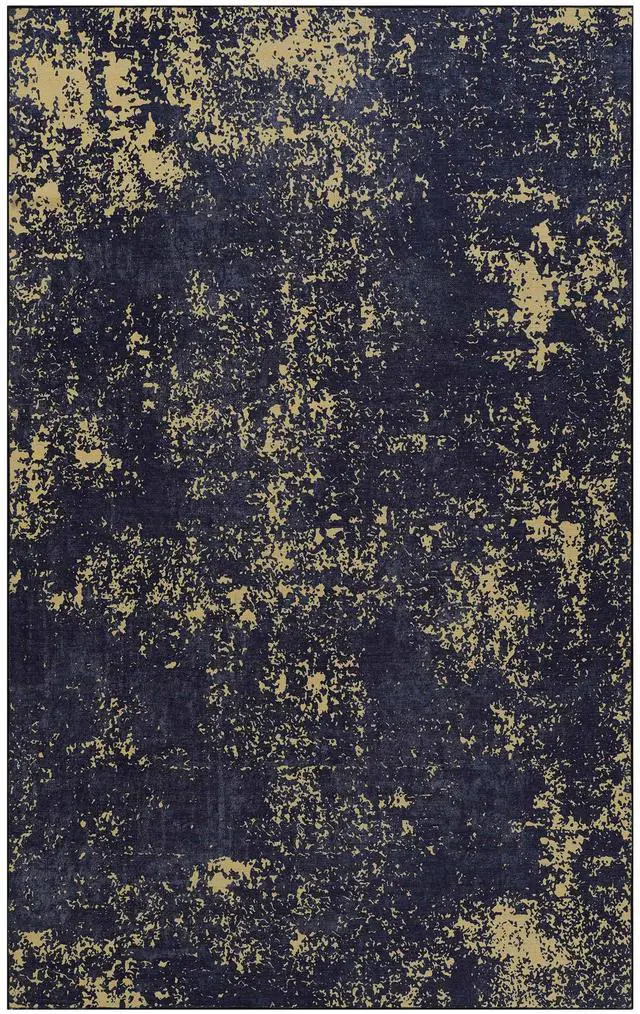 Alt view image 2 of 7 - 8x10 Area Rugs for Washable Rug, Low-Pile, Non-Slip, Non-Shedding, Foldable, Kid & Pet Friendly - Area Rugs for living room, bedroom, kitchen (Black/Gold, 8' x 10')