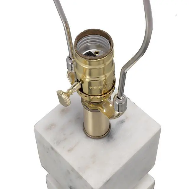 Alt view image 6 of 7 - D16x26.5" White Marble Cube Table Lamp with Gold Base and Body (Lamp Shade Assembly Required)