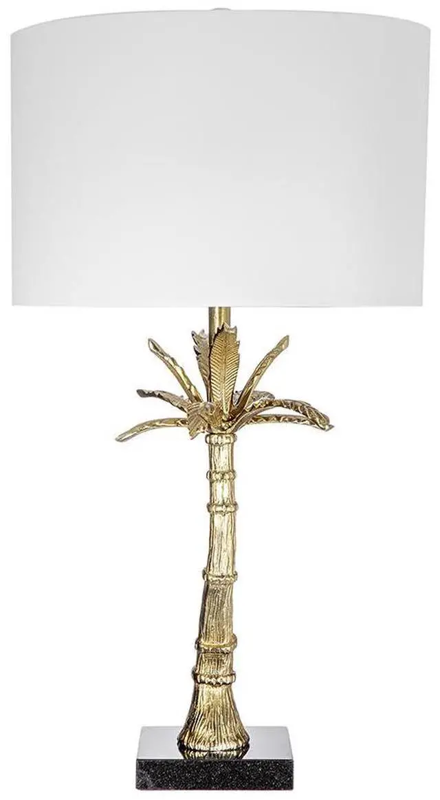 Main image of D16x31" Leaf Lamp with Marble Base, Gold (Lamp Shade Assembly Required)
