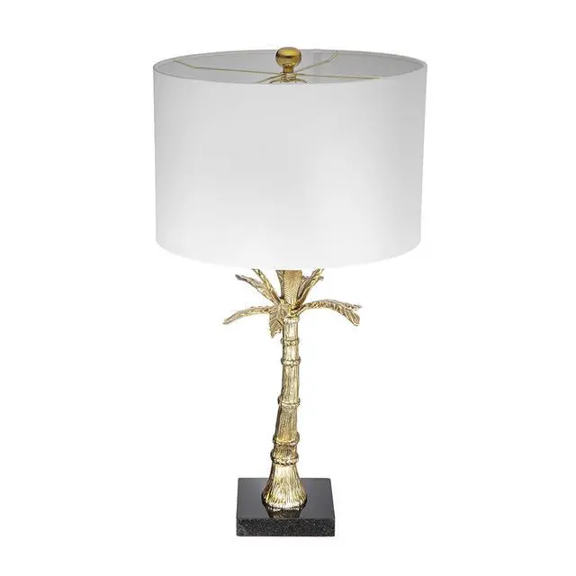 Alt view image 3 of 6 - D16x31" Leaf Lamp with Marble Base, Gold (Lamp Shade Assembly Required)