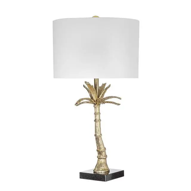 Alt view image 4 of 6 - D16x31" Leaf Lamp with Marble Base, Gold (Lamp Shade Assembly Required)