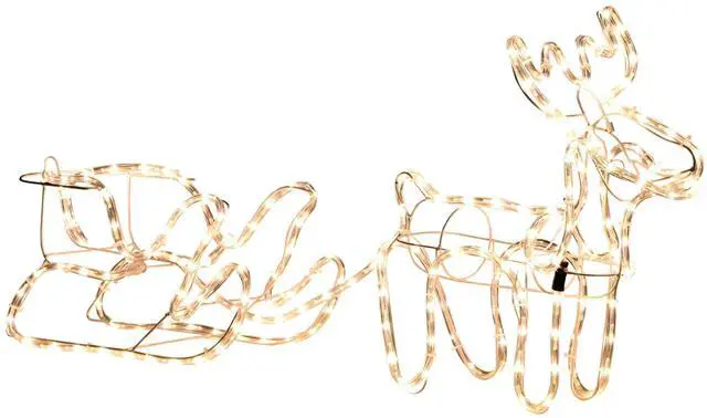 Main image of Outsunny 35" Led Reindeer Sleigh Outdoor Christmas Standing Figure Decoration