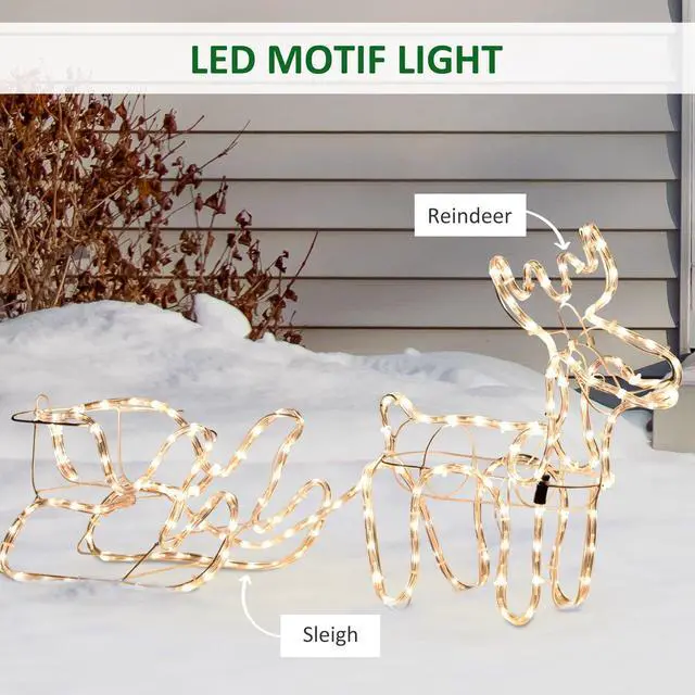 Alt view image 4 of 7 - Outsunny 35" Led Reindeer Sleigh Outdoor Christmas Standing Figure Decoration
