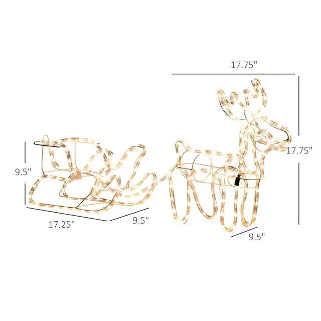 Alt view image 3 of 7 - Outsunny 35" Led Reindeer Sleigh Outdoor Christmas Standing Figure Decoration