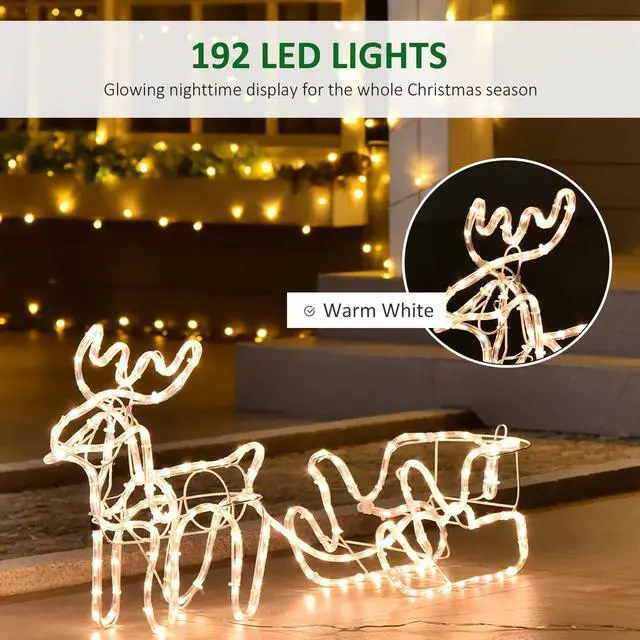 Alt view image 5 of 7 - Outsunny 35" Led Reindeer Sleigh Outdoor Christmas Standing Figure Decoration