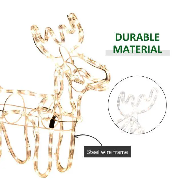 Alt view image 6 of 7 - Outsunny 35" Led Reindeer Sleigh Outdoor Christmas Standing Figure Decoration