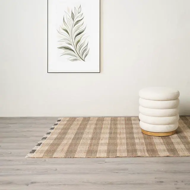 Alt view image 6 of 6 - Area Rug, Jute Rug, Durable Gray Plaid Rug, 5X7 ft