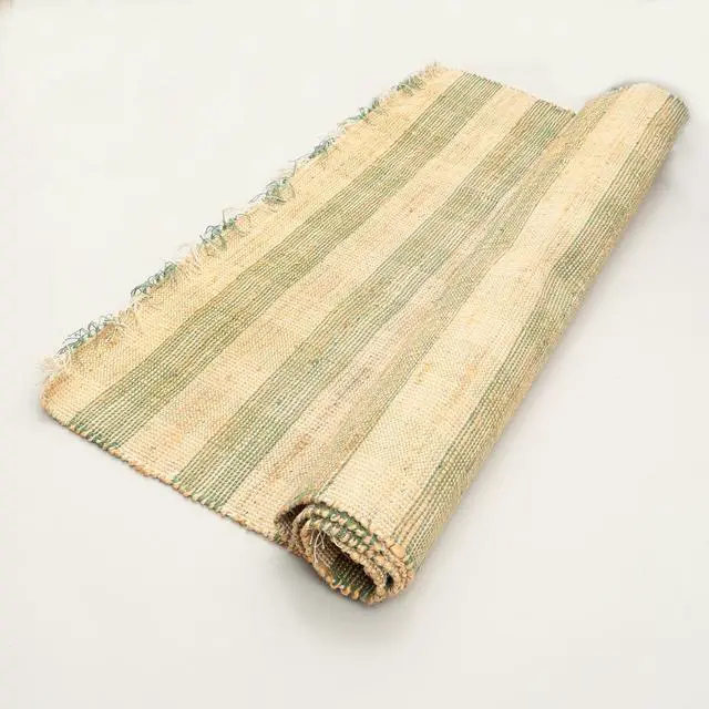 Alt view image 2 of 5 - Artisan Hand Woven Jute & Cotton Green Plaid Rug-6X9 ft