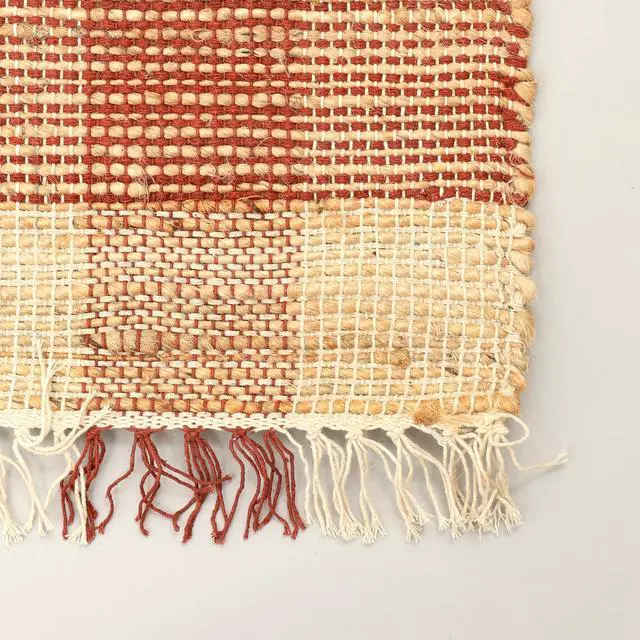 Alt view image 3 of 7 - Area Rug, Jute Rug, Durable Dark Brown Plaid Rug, 6X9 ft