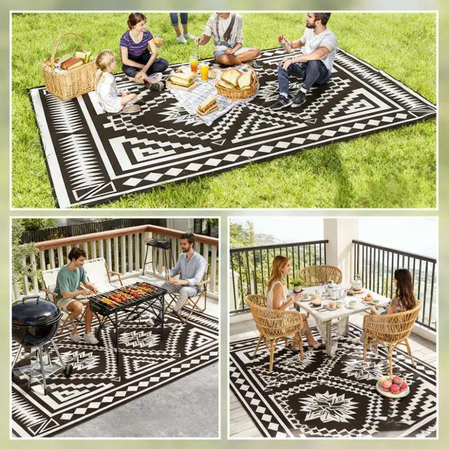 Alt view image 7 of 7 - Outdoor Rug,Reversible Outdoor Rug, Waterproof Plastic Straw with Carry Bag