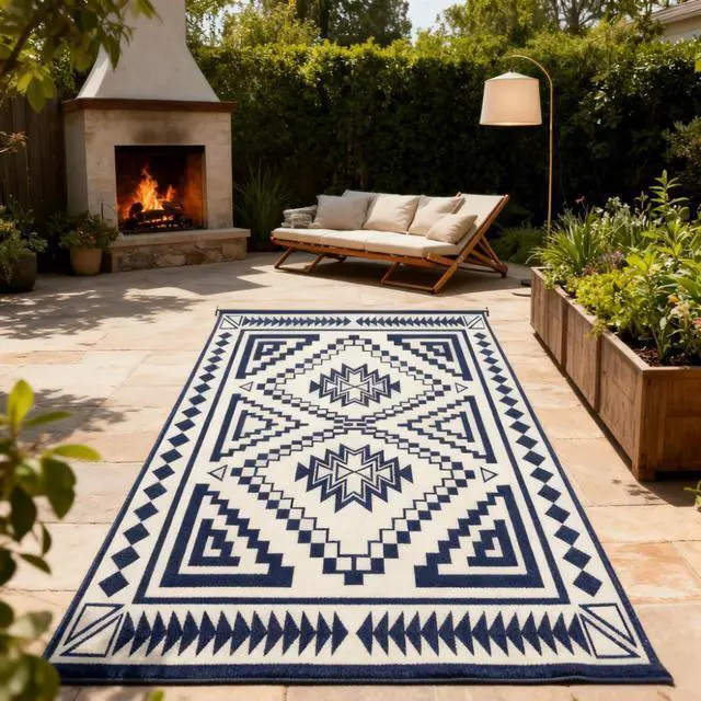 Main image of Patio Rug,Reversible Outdoor Rug, Waterproof Plastic Straw with Carry Bag