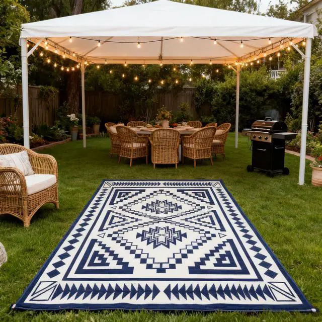 Alt view image 4 of 7 - Patio Rug,Reversible Outdoor Rug, Waterproof Plastic Straw with Carry Bag