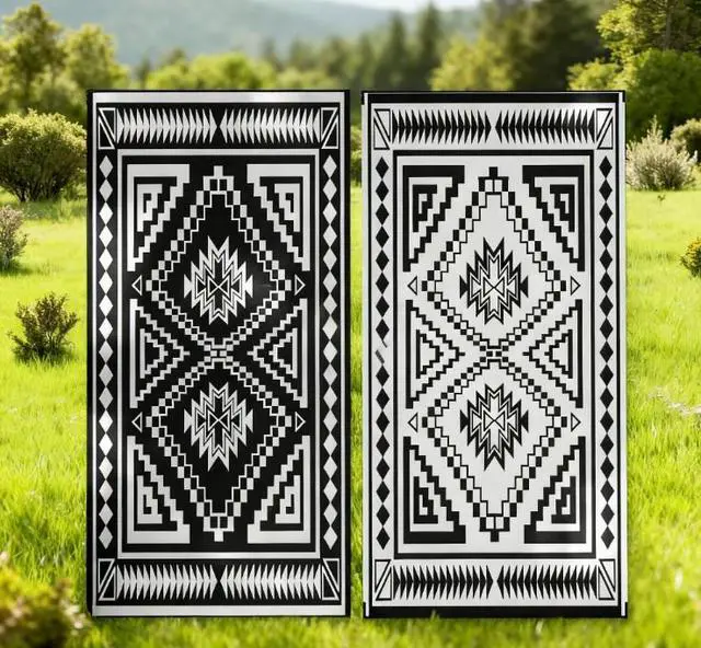Alt view image 6 of 7 - Outdoor Rug,Reversible Outdoor Rug, Waterproof Plastic Straw with Carry Bag