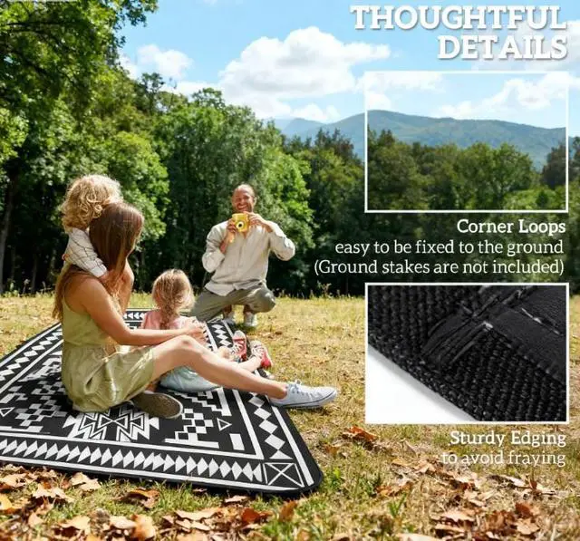 Alt view image 5 of 7 - Outdoor Rug,Reversible Outdoor Rug, Waterproof Plastic Straw with Carry Bag