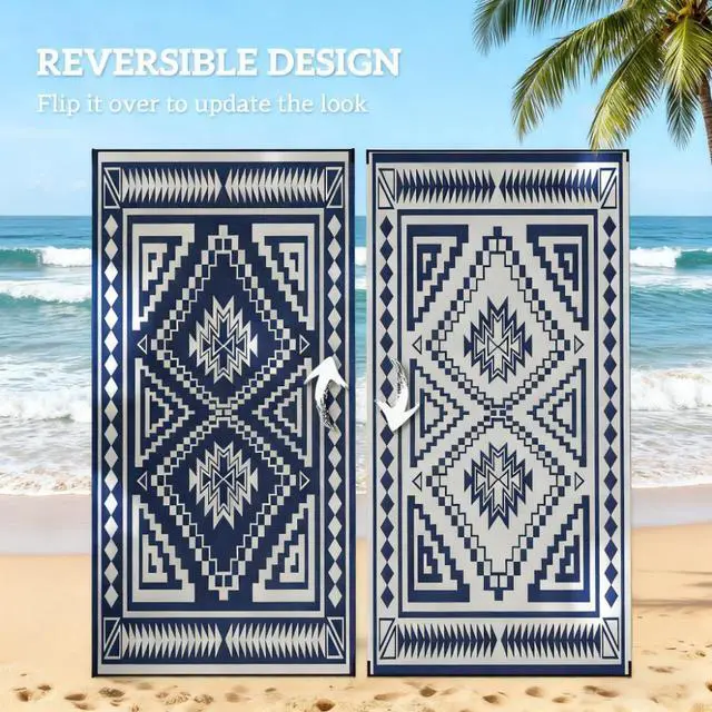 Alt view image 6 of 7 - Patio Rug,Reversible Outdoor Rug, Waterproof Plastic Straw with Carry Bag