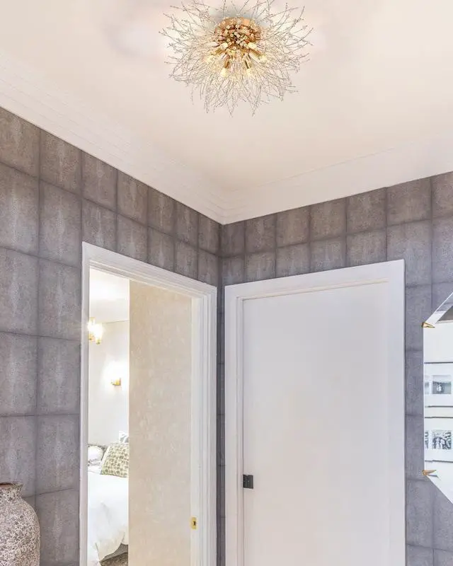 Alt view image 2 of 7 - Flush Mount Ceiling Lights, Modern Gold Crystal Sputnik Firework Close to Ceiling Lamp Led Ceiling Lighting Fixtures for Bedroom Kitchen Island Hallway Entryway Porch Gazebo