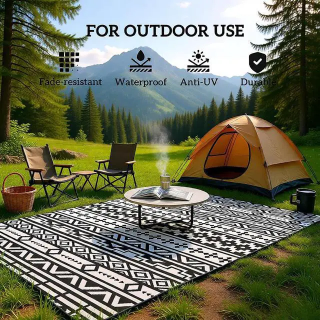 Alt view image 5 of 7 - Outdoor Rug,Reversible Outdoor Rug,Waterproof Plastic Straw with Carry Bag