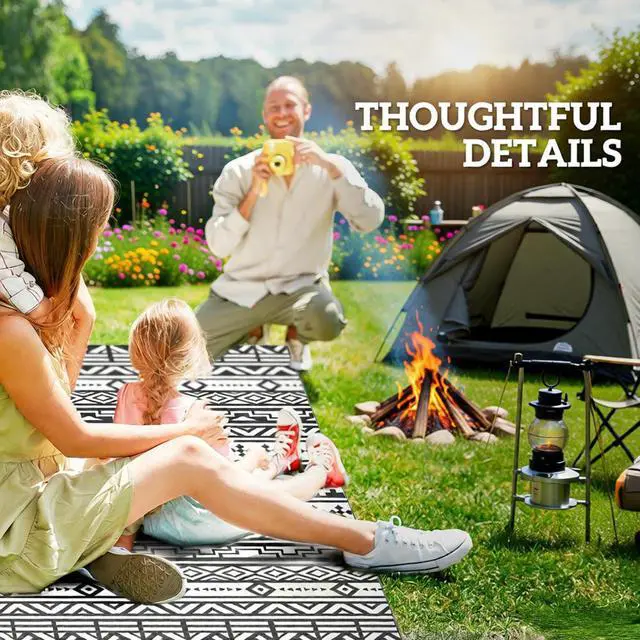 Alt view image 6 of 7 - Outdoor Rug,Reversible Outdoor Rug,Waterproof Plastic Straw with Carry Bag
