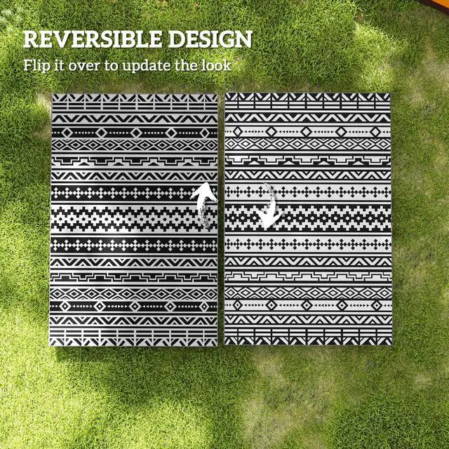 Alt view image 7 of 7 - Outdoor Rug,Reversible Outdoor Rug,Waterproof Plastic Straw with Carry Bag
