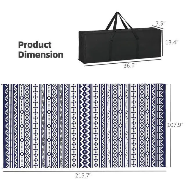 Alt view image 3 of 7 - Patio Rug,Outdoor Rug,Reversible Outdoor Rug, Waterproof Plastic Straw with Carry Bag