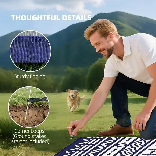Alt view image 6 of 7 - Patio Rug,Outdoor Rug,Reversible Outdoor Rug, Waterproof Plastic Straw with Carry Bag
