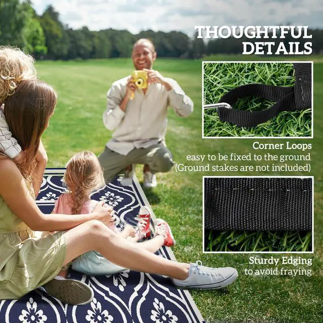 Alt view image 5 of 7 - Outdoor Rug,Patio Rug,Reversible Outdoor Rug,Waterproof Plastic Straw with Carry Bag