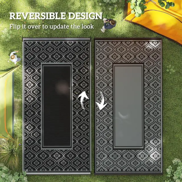 Alt view image 6 of 7 - Patio Rug,Reversible Outdoor Rug, Waterproof Plastic Straw with Carry Bag