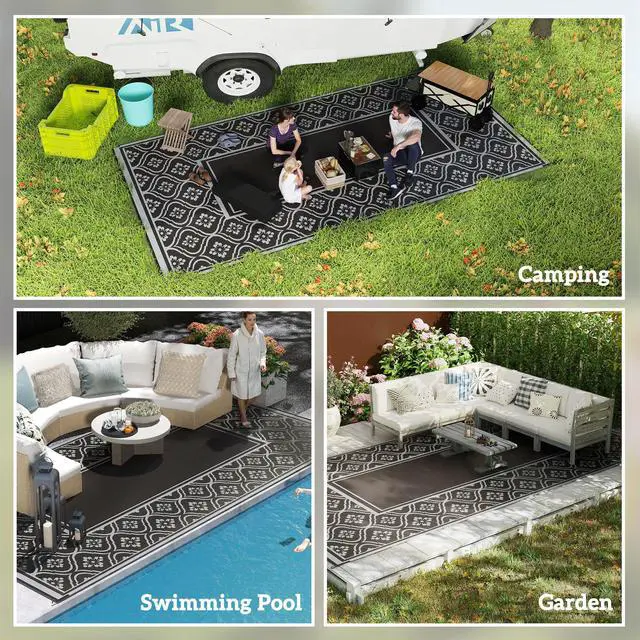 Alt view image 5 of 7 - Patio Rug,Reversible Outdoor Rug, Waterproof Plastic Straw with Carry Bag