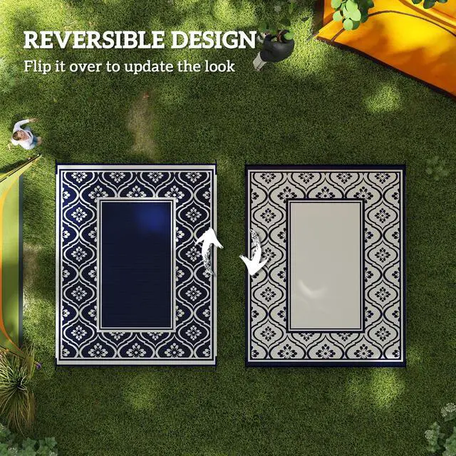 Alt view image 7 of 7 - Outdoor Rug,Patio Rug,Reversible Outdoor Rug,Waterproof Plastic Straw with Carry Bag