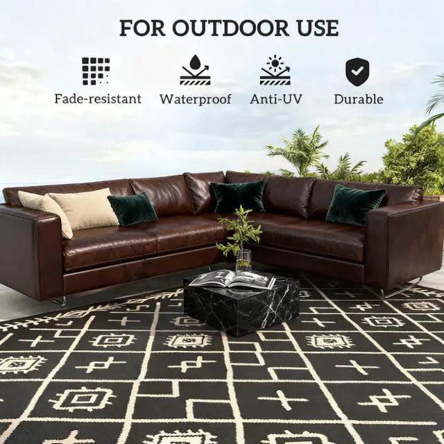 Alt view image 4 of 7 - Easy to Carry Outdoor Rug,Patio Rug,Reversible Outdoor Rug, Waterproof Plastic Straw with Carry Bag