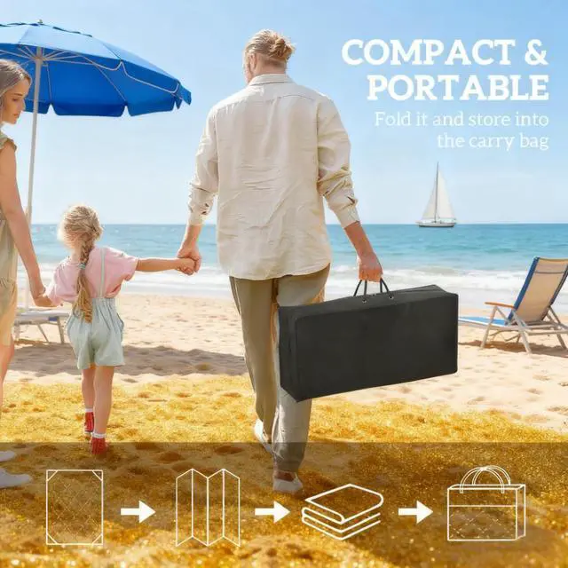 Alt view image 7 of 7 - Easy to Carry Outdoor Rug,Patio Rug,Reversible Outdoor Rug, Waterproof Plastic Straw with Carry Bag