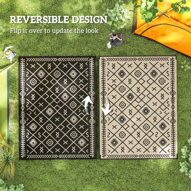 Alt view image 6 of 7 - Easy to Carry Outdoor Rug,Patio Rug,Reversible Outdoor Rug, Waterproof Plastic Straw with Carry Bag