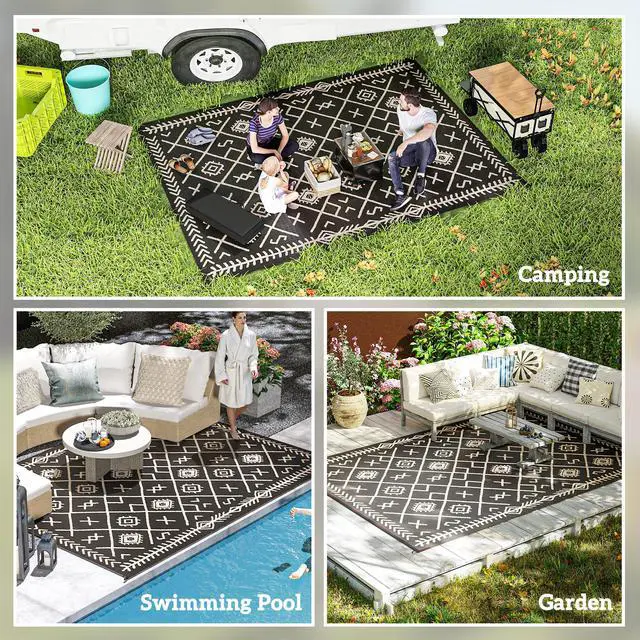 Alt view image 5 of 7 - Easy to Carry Outdoor Rug,Patio Rug,Reversible Outdoor Rug, Waterproof Plastic Straw with Carry Bag