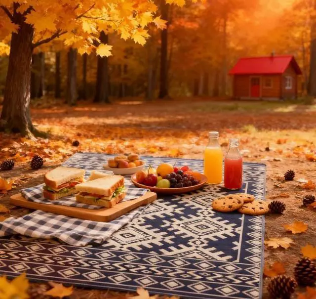 Alt view image 7 of 7 - Reversible Rug,Outdoor Rug for Patio for Decor, Portable Outside Camping Area Carpet Ma