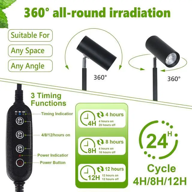 Alt view image 4 of 7 - Grow Lights Stand for indoor Plants Full Spectrum Tall Plant Light for indoor Growing with 20W Cob Plant Light Bulb,4/8/12H Timer, Led Growth Floor Lamp for Large Plant Seedling(6 Level Height)