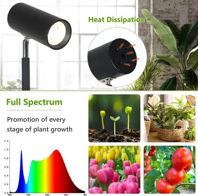 Alt view image 5 of 7 - Grow Lights Stand for indoor Plants Full Spectrum Tall Plant Light for indoor Growing with 20W Cob Plant Light Bulb,4/8/12H Timer, Led Growth Floor Lamp for Large Plant Seedling(6 Level Height)