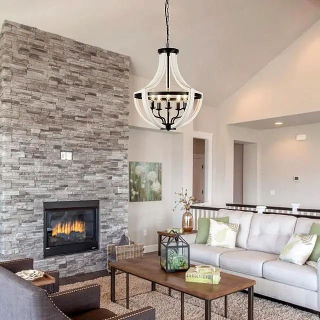 Alt view image 3 of 7 - Modern White Solid Wood Chandeliers