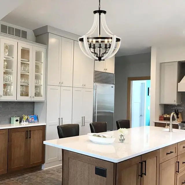 Alt view image 4 of 7 - Modern White Solid Wood Chandeliers