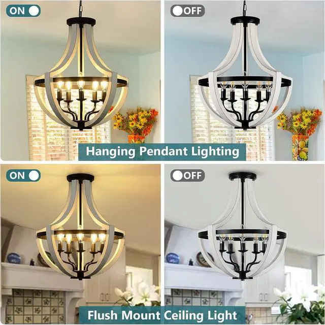 Alt view image 6 of 7 - Modern White Solid Wood Chandeliers
