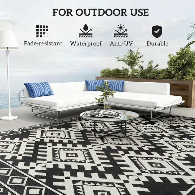 Alt view image 4 of 7 - Outdoor Rug for Patio for Decor,Reversible Rug,Portable Outside Camping Area Carpet Ma