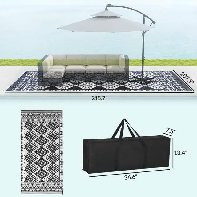 Alt view image 3 of 7 - Outdoor Rug for Patio for Decor,Reversible Rug,Portable Outside Camping Area Carpet Ma