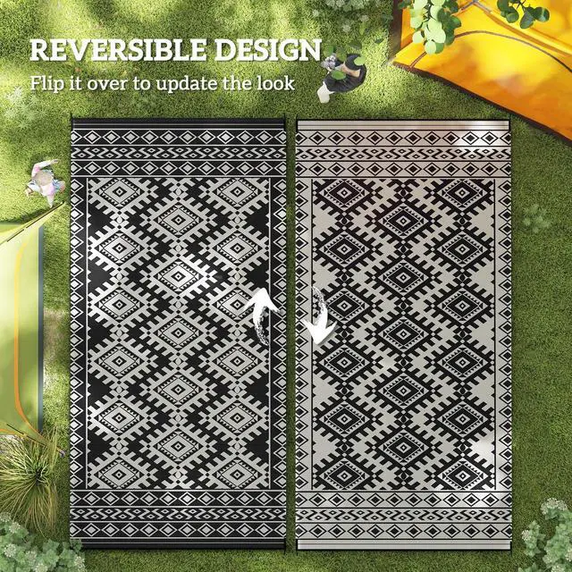 Alt view image 6 of 7 - Outdoor Rug for Patio for Decor,Reversible Rug,Portable Outside Camping Area Carpet Ma